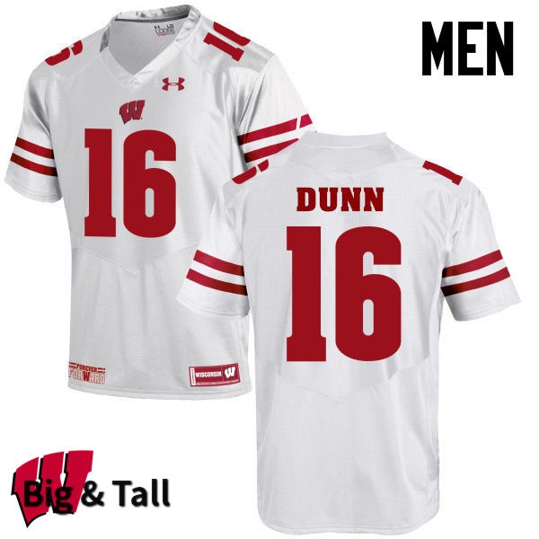 Wisconsin Badgers Men's #16 Jack Dunn NCAA Under Armour Authentic White Big & Tall College Stitched Football Jersey QL40N42SU